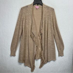 Lilly Pulitzer Sweater Womens Small Fringe Open Front Cardigan Boho Lightweight